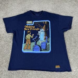 Steven Rhodes Shirt Mens Small Navy Making New Friends Horror Graphic Tee
